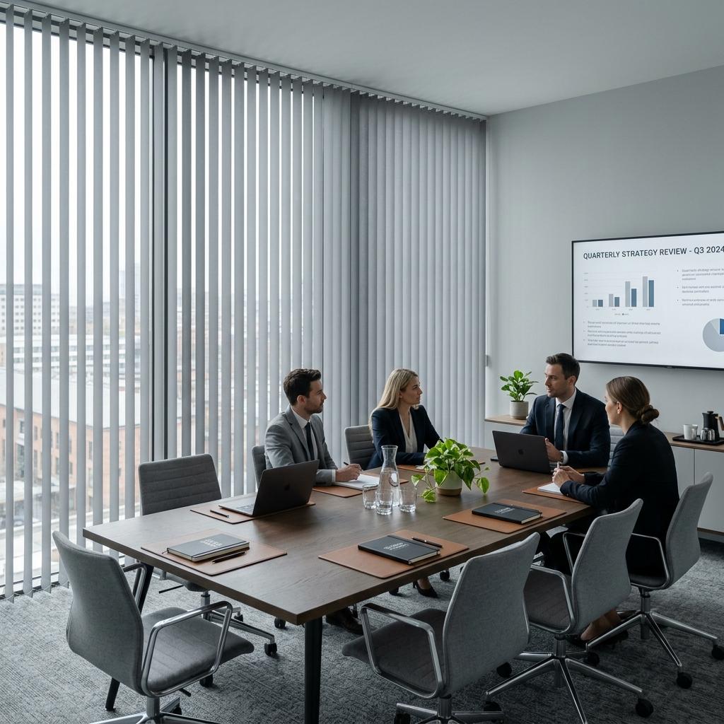 Sleek grey PVC vertical blinds